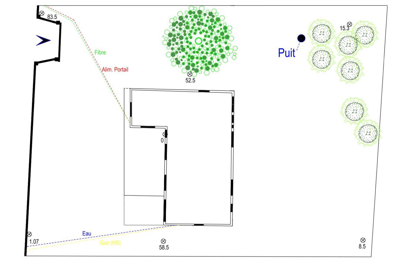 Plan de l’existant du jardin à Léognan