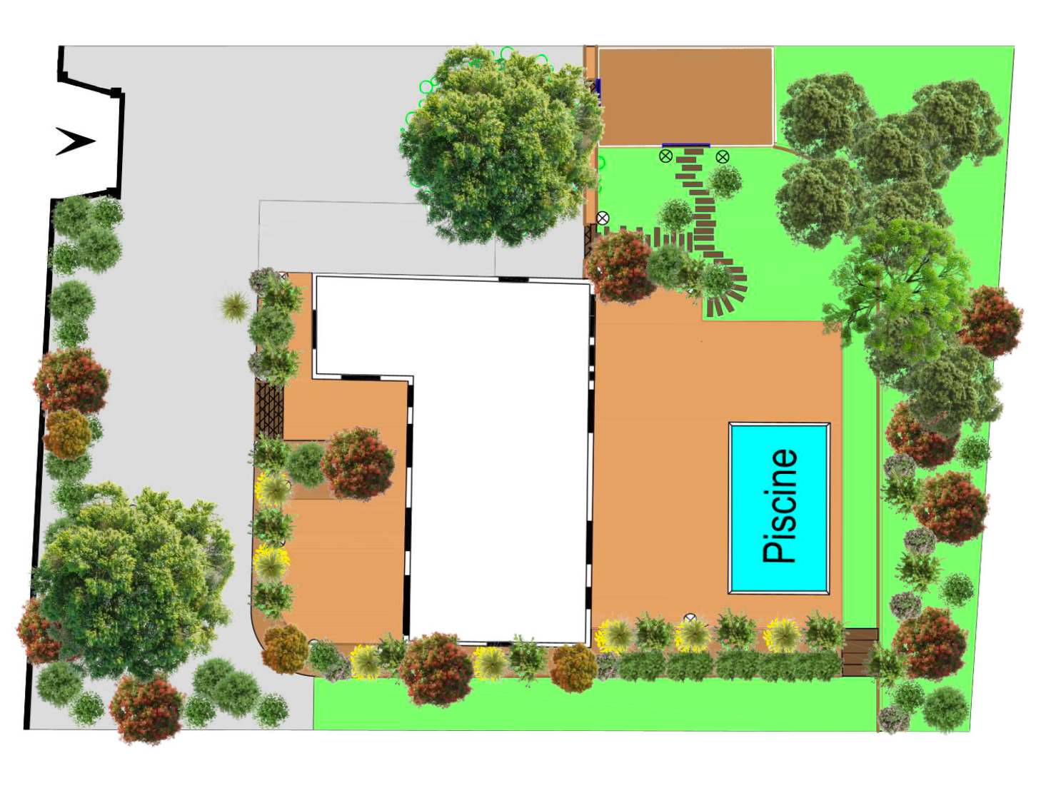 Vue de composition paysagère du projet à Léognan